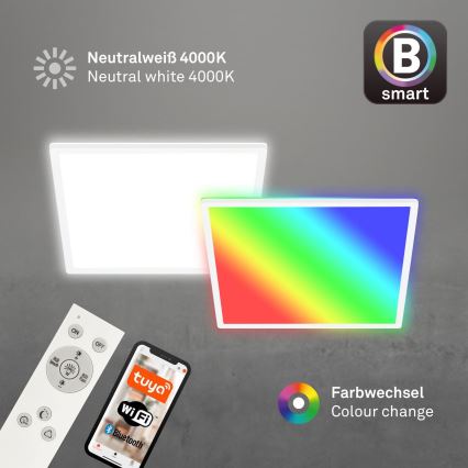 Briloner 7491-016 - Lampă de tavan SMART LED RGBW dimmabilă LED/22W/230V 4000K 42x42 cm Wi-Fi Tuya + telecomandă