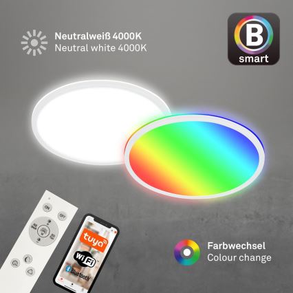 Briloner 7494016 - Plafonieră SMART LED RGBW reglabilă, 22W/230V, 4000K, Ø 42 cm, Wi-Fi Tuya + telecomandă