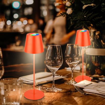 Briloner 7510012 - Lampă de masă reîncărcabilă CALIDA pentru exterior, LED RGBW dimmabilă, LED/2,5W/5V, IP44, 1200 mAh, portocalie