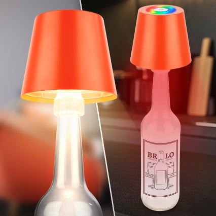 Briloner 7510012 - Lampă de masă reîncărcabilă CALIDA pentru exterior, LED RGBW dimmabilă, LED/2,5W/5V, IP44, 1200 mAh, portocalie