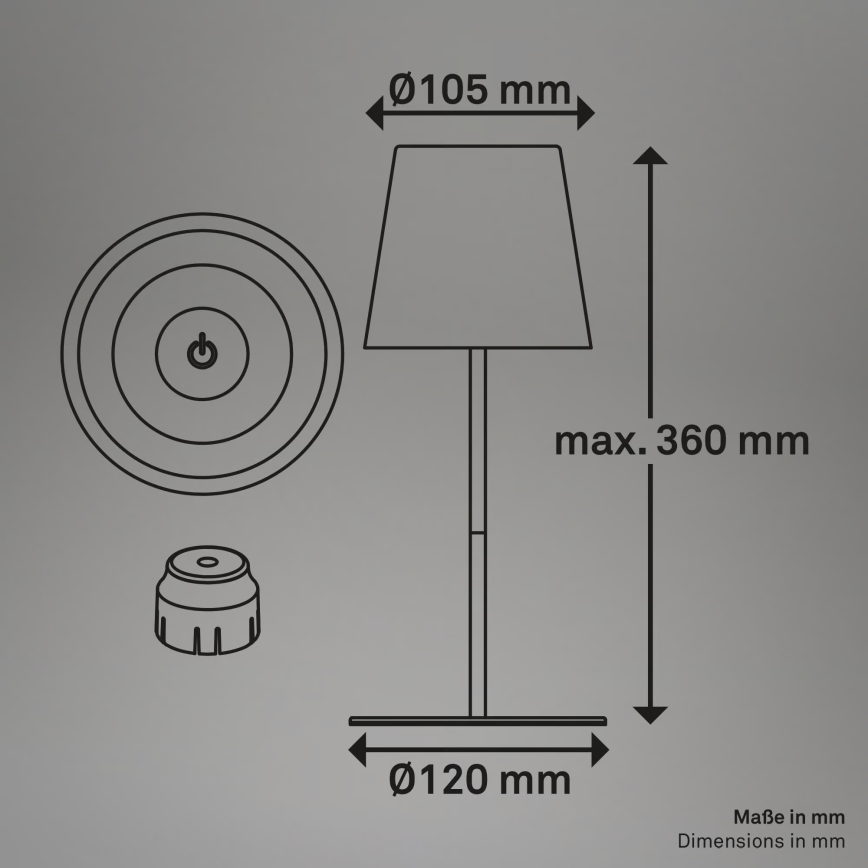 Briloner 7510012 - Lampă de masă reîncărcabilă CALIDA pentru exterior, LED RGBW dimmabilă, LED/2,5W/5V, IP44, 1200 mAh, portocalie