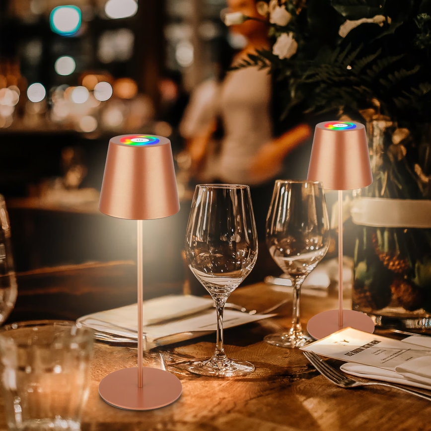 Briloner 7510013 - Lampă de masă reîncărcabilă pentru exterior CALIDA, LED RGBW reglabilă, LED/2,5W/5V IP44 1200 mAh, bronz