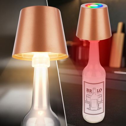 Briloner 7510013 - Lampă de masă reîncărcabilă pentru exterior CALIDA, LED RGBW reglabilă, LED/2,5W/5V IP44 1200 mAh, bronz