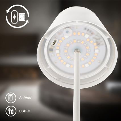 Briloner 7510016 - Lampă de masă reîncărcabilă de exterior LED RGBW reglabilă CALIDA LED/2,5W/5V IP44 1200 mAh albă