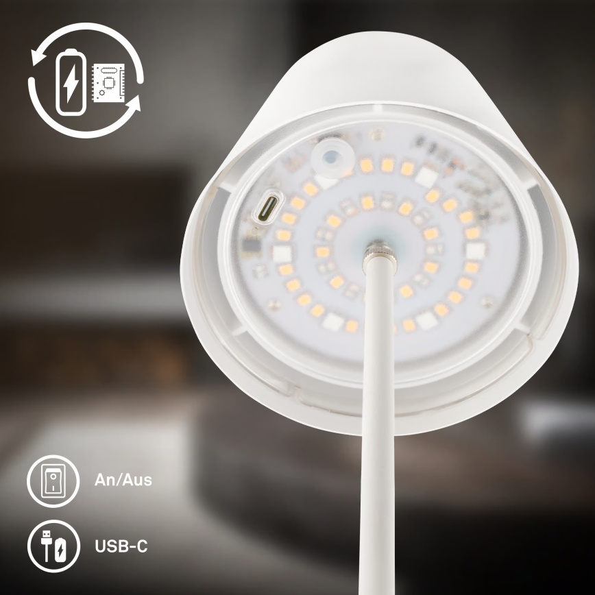 Briloner 7510016 - Lampă de masă reîncărcabilă de exterior LED RGBW reglabilă CALIDA LED/2,5W/5V IP44 1200 mAh albă