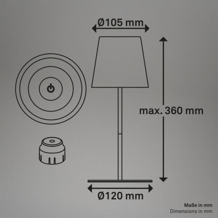 Briloner 7510016 - Lampă de masă reîncărcabilă de exterior LED RGBW reglabilă CALIDA LED/2,5W/5V IP44 1200 mAh albă
