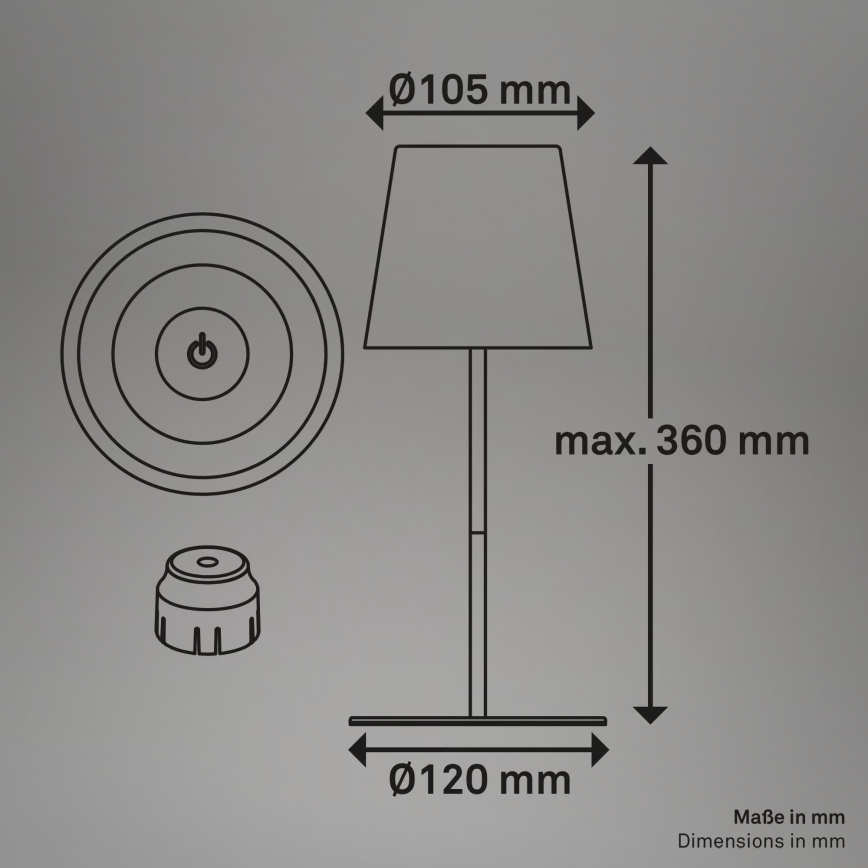 Briloner 7510016 - Lampă de masă reîncărcabilă de exterior LED RGBW reglabilă CALIDA LED/2,5W/5V IP44 1200 mAh albă