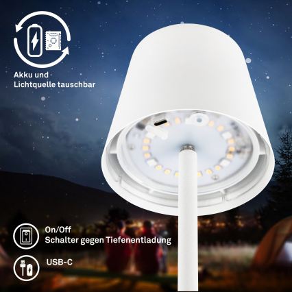 Briloner 7517016 - Lampă de masă reîncărcabilă, reglabilă LED RGBW pentru exterior CILANO LED/3W/5V IP44 2000 mAh albă