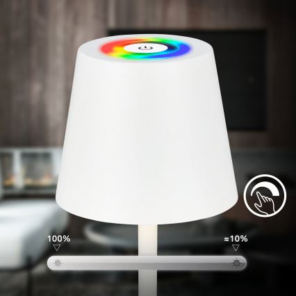 Briloner 7517016 - Lampă de masă reîncărcabilă, reglabilă LED RGBW pentru exterior CILANO LED/3W/5V IP44 2000 mAh albă