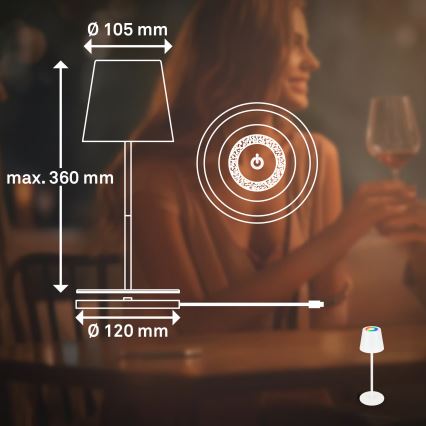 Briloner 7517016 - Lampă de masă reîncărcabilă, reglabilă LED RGBW pentru exterior CILANO LED/3W/5V IP44 2000 mAh albă