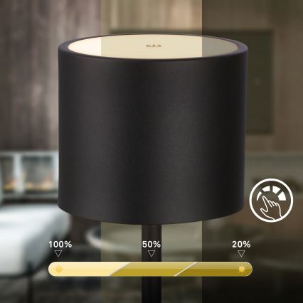 Briloner 7521015 - Lampă LED de masă reîncărcabilă SIGO, dimmabilă, pentru exterior, LED/2,5W/5V, IP44, 2600 mAh, negru