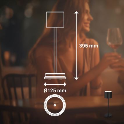 Briloner 7521015 - Lampă LED de masă reîncărcabilă SIGO, dimmabilă, pentru exterior, LED/2,5W/5V, IP44, 2600 mAh, negru