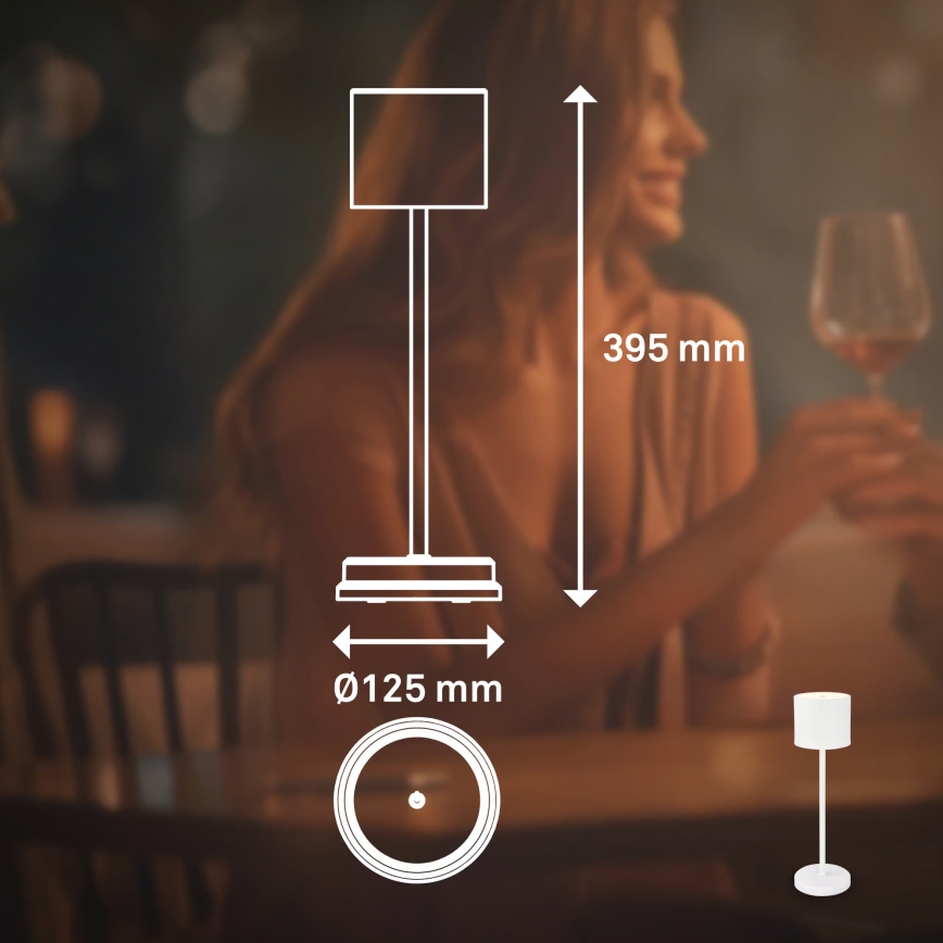 Briloner 7521016 - SIGO Lampă LED de masă pentru exterior, reîncărcabilă și dimabilă, LED/2,5W/5V, IP44, 2600 mAh, albă