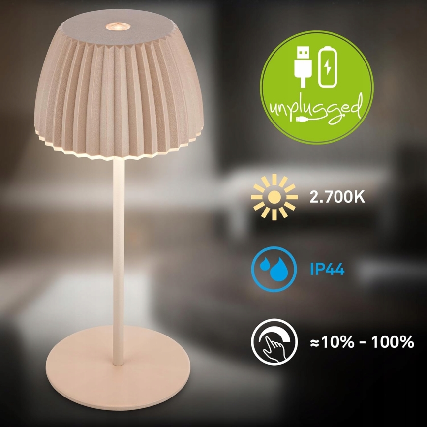 Briloner 7552-011 - Lampă de masă de exterior MINI LED/1,5W/5V reîncărcabilă, reglabilă, cu control tactil, IP44 1800 mAh bej