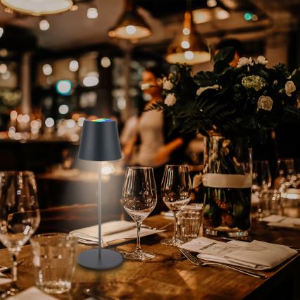 Briloner 7559015 - Lampă de masă de exterior LED RGB reglabilă, reîncărcabilă COLORIS, LED/3,5W/5V, IP44, 2000 mAh, antracit, Wi-Fi Tuya