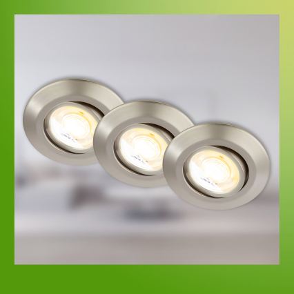 Briloner 7586032 - Set 3x plafoniere LED încastrate pentru baie KLIRA LED/4,9W/230V 2500/3000/4000K IP23 crom mat