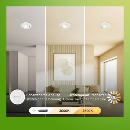 Briloner 7586036 - Set de 3 spoturi LED încastrate pentru baie KLIRA LED/4,9W/230V 2500/3000/4000K IP23, alb
