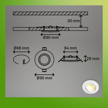 Briloner 7586036 - Set de 3 spoturi LED încastrate pentru baie KLIRA LED/4,9W/230V 2500/3000/4000K IP23, alb