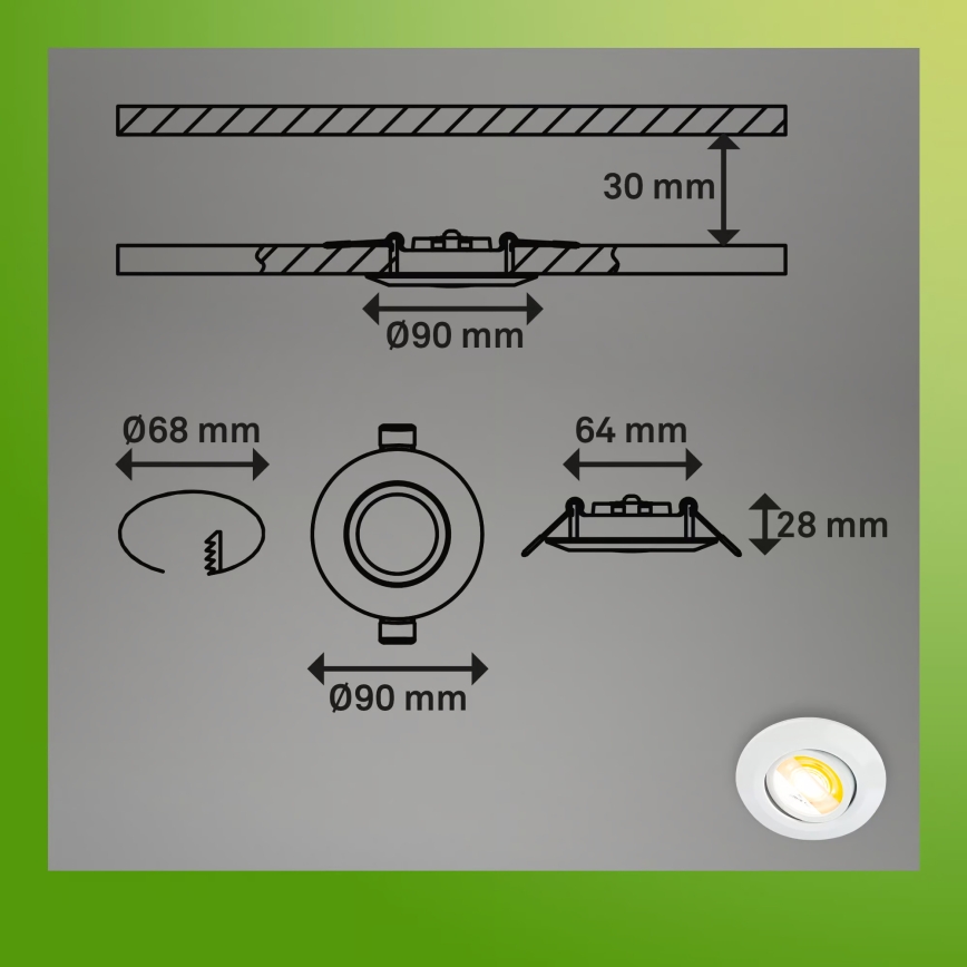 Briloner 7586036 - Set de 3 spoturi LED încastrate pentru baie KLIRA LED/4,9W/230V 2500/3000/4000K IP23, alb