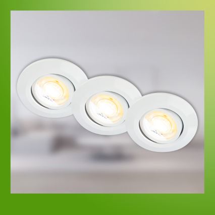 Briloner 7586036 - Set de 3 spoturi LED încastrate pentru baie KLIRA, 1xLED/4,9W/230V, 2500/3000/4000K, IP23, alb