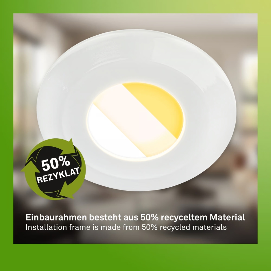 Set 3 buc. spoturi LED încastrate pentru baie KLIRA, compatibile cu dimmer, LED/4,9W/230V 2500/3000/4000K IP44, alb - Briloner 7589036