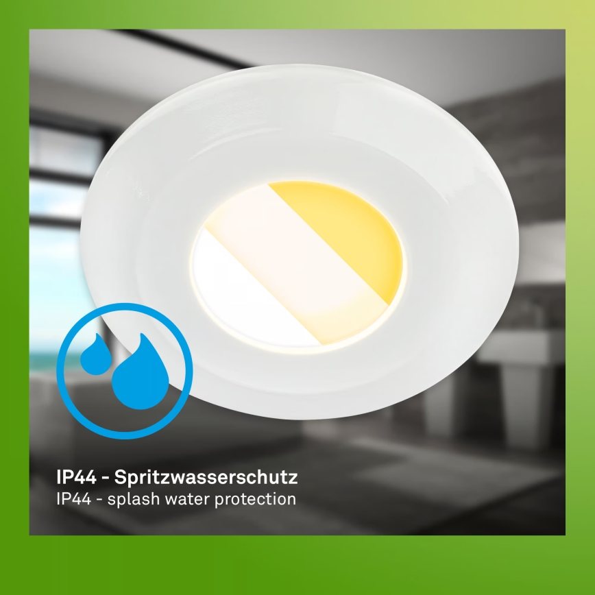 Set 3 buc. spoturi LED încastrate pentru baie KLIRA, compatibile cu dimmer, LED/4,9W/230V 2500/3000/4000K IP44, alb - Briloner 7589036