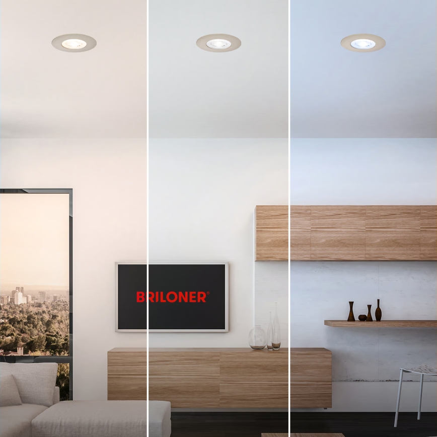 Briloner 7605032 - Set 3x spot LED încastrat pentru baie LED/4,9W/230V 2700/4000/6500K IP44 crom mat