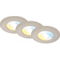 Briloner 7605032 - Set 3x spot LED încastrat pentru baie LED/4,9W/230V 2700/4000/6500K IP44 crom mat