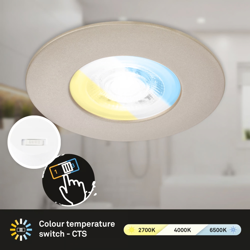 Briloner 7605032 - Set de 3 corpuri LED încastrate pentru baie 3xLED/4,9W/230V 2700/4000/6500K IP44 crom mat