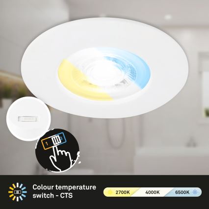 Briloner 7605036 - Set 3x spoturi LED încastrate pentru baie, LED/4,9W/230V, 2700/4000/6500K, IP44, alb