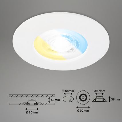 Briloner 7605036 - Set de 3 plafoniere încastrabile pentru baie 3xLED/4,9W/230V 2700/4000/6500K IP44 albe