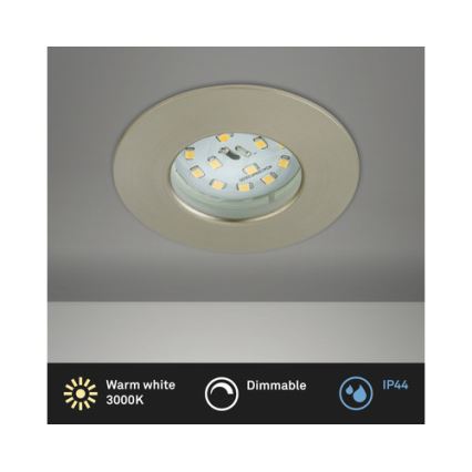 Briloner 8316-012 - Spot LED încastrat pentru baie, dimabil, 5,5W, 230V, IP44, crom mat