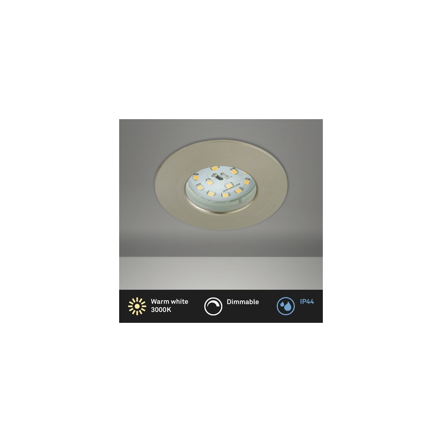 Briloner 8316-012 - Spot LED încastrat pentru baie, dimabil, 5,5W, 230V, IP44, crom mat