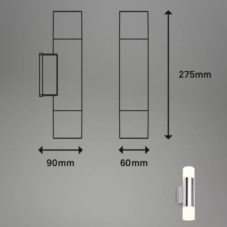 Briloner - Aplică LED de perete pentru baie 2xGU10/4,8W/230V IP44 3000K crom lucios