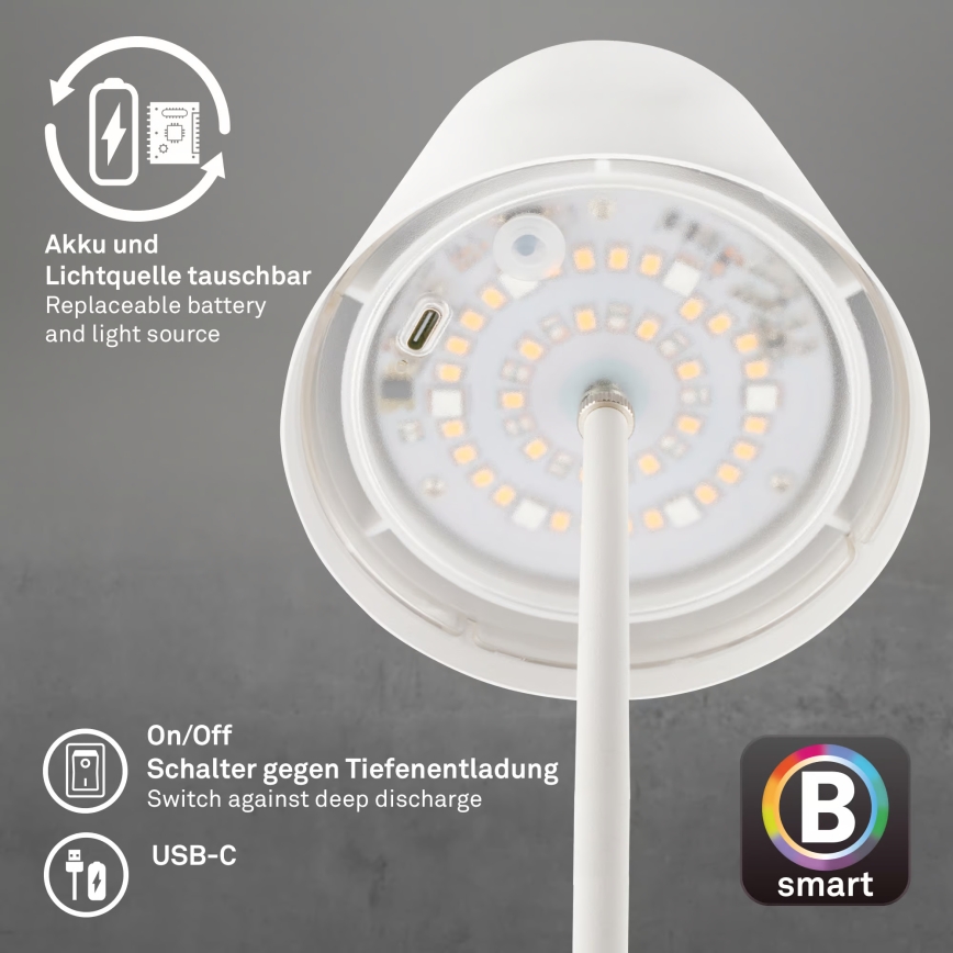 Briloner 7559016 - Lampă de masă exterioară reîncărcabilă RGB, reglabilă COLORIS LED/3,5W/5V IP44 2000 mAh Wi-Fi Tuya
