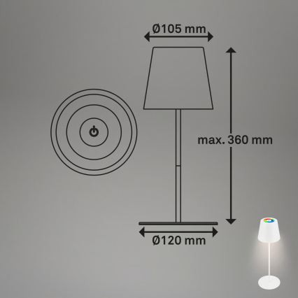 Briloner 7559016 - Lampă de masă exterioară reîncărcabilă RGB, reglabilă COLORIS LED/3,5W/5V IP44 2000 mAh Wi-Fi Tuya