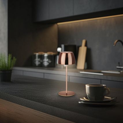 Briloner - Lampă de masă exterioară MINI LED reglabilă, tactilă și reîncărcabilă, 2,5W/5V IP44 1800 mAh, culoare cupru
