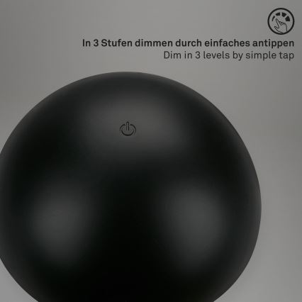 Briloner - Lampă de masă LED reîncărcabilă, reglabilă, cu control tactil pentru exterior, LED/2,6W/5V 3000K IP44 2000 mAh, neagră
