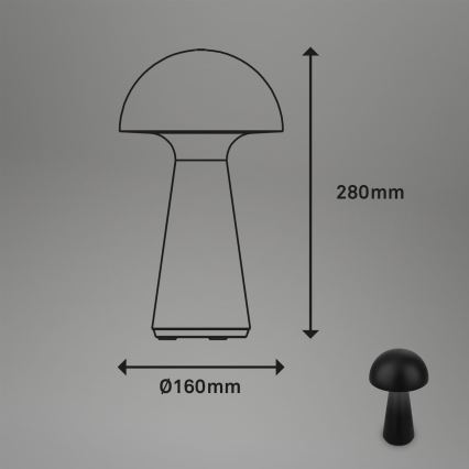 Briloner - Lampă de masă LED reîncărcabilă, reglabilă, cu control tactil pentru exterior, LED/2,6W/5V 3000K IP44 2000 mAh, neagră