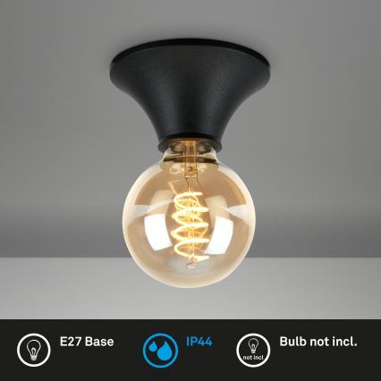 Briloner - Plafonieră de baie, neagră, 1 x E27, 10 W, 230 V, IP44