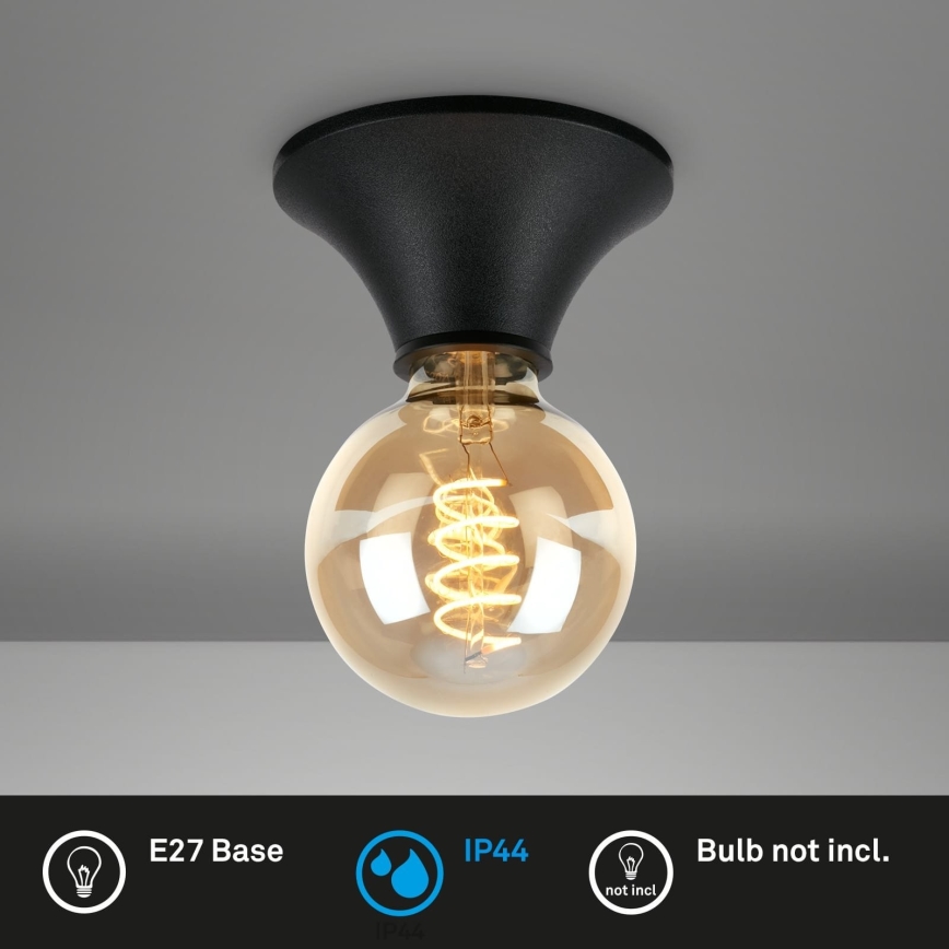 Briloner - Plafonieră de baie, neagră, 1 x E27, 10 W, 230 V, IP44