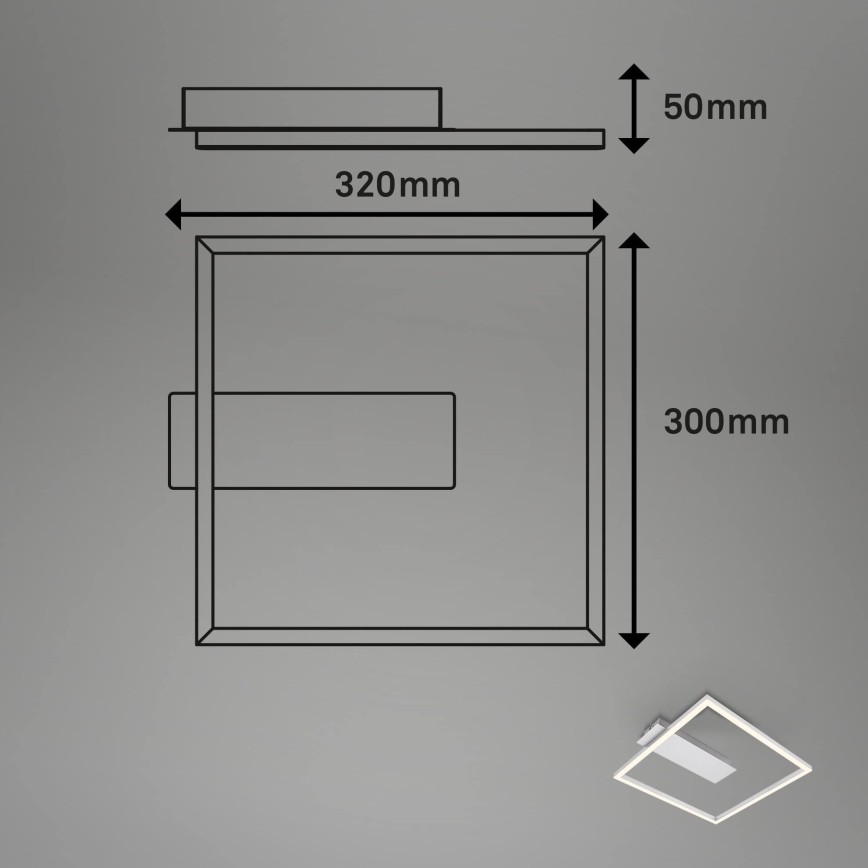 Briloner - Plafonieră LED FRAME, 14W, 230V, 3000K, 30x32 cm, crom mat