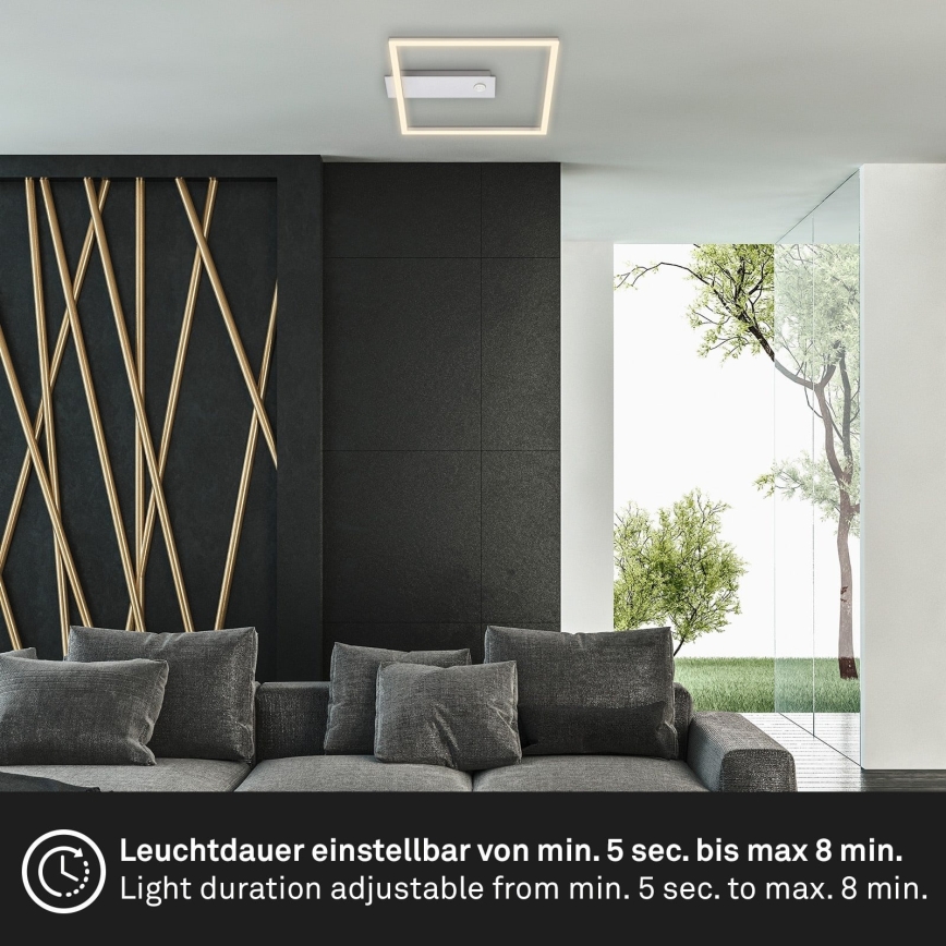 Briloner - Plafonieră LED FRAME cu senzor de mișcare și senzor de amurg, 14W/230V, 3000K, 30x32 cm, crom mat