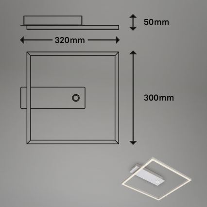 Briloner - Plafonieră LED FRAME cu senzor de mișcare și senzor de amurg, 14W/230V, 3000K, 30x32 cm, crom mat