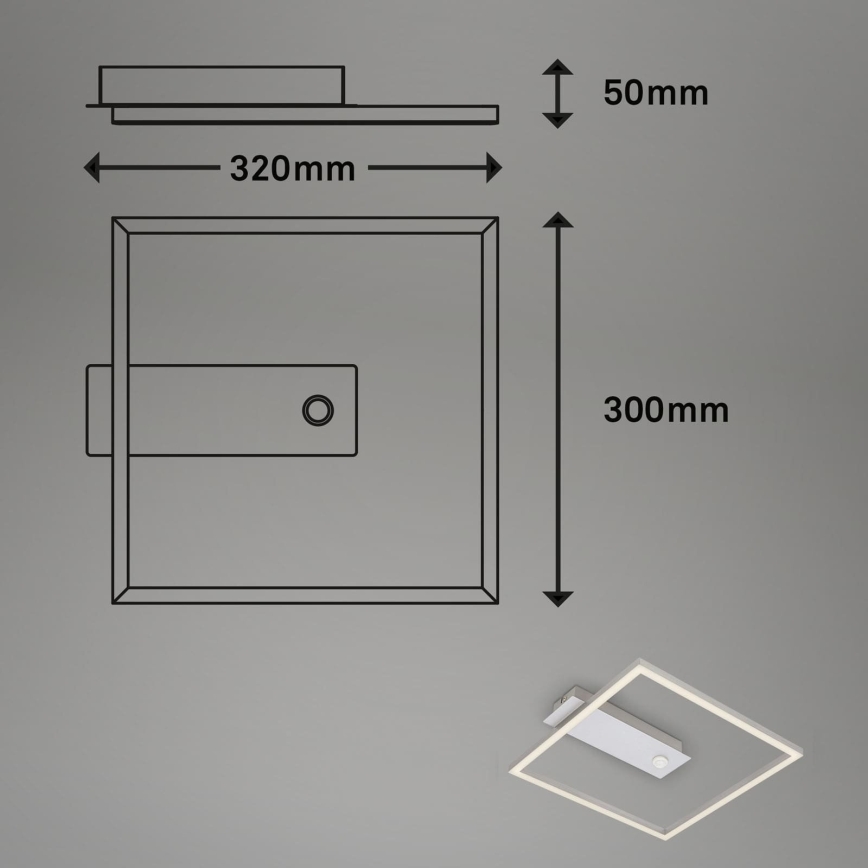 Briloner - Plafonieră LED FRAME cu senzor de mișcare și senzor de amurg, 14W/230V, 3000K, 30x32 cm, crom mat