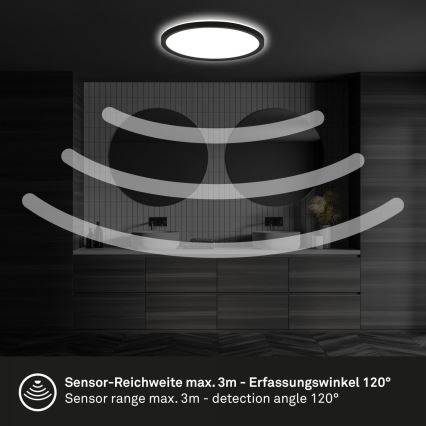 Plafonieră LED Briloner pentru baie cu senzor MOVE, 18W/230V, IP44, Ø 29 cm, albă