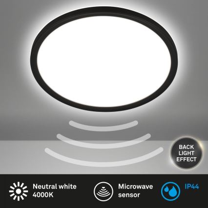 Plafonieră LED Briloner pentru baie cu senzor MOVE, 18W/230V, IP44, Ø 29 cm, albă