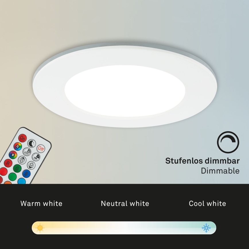 Briloner - SET 3x LED RGBW reglabil pentru baie, plafon încastrat LED/4,8W/230V 3000-6500K IP65 + telecomandă