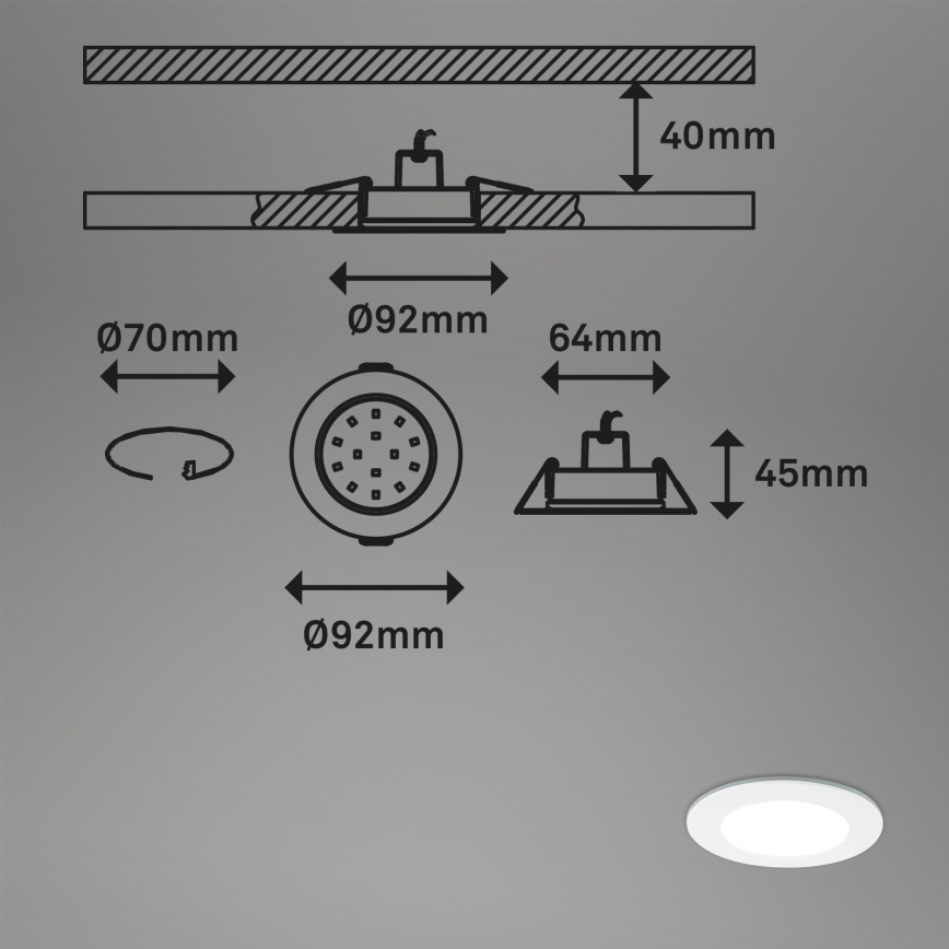 Briloner - SET 3x LED RGBW reglabil pentru baie, plafon încastrat LED/4,8W/230V 3000-6500K IP65 + telecomandă