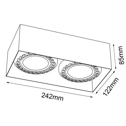 Brosline - Spot cu 2 x GU10, 18 W, 230 V, negru